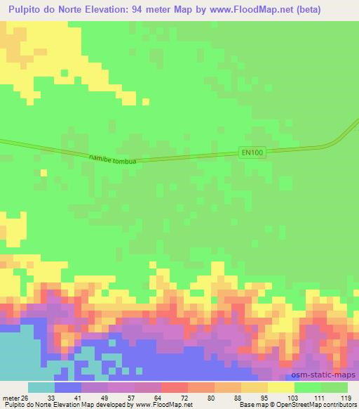 Pulpito do Norte,Angola Elevation Map