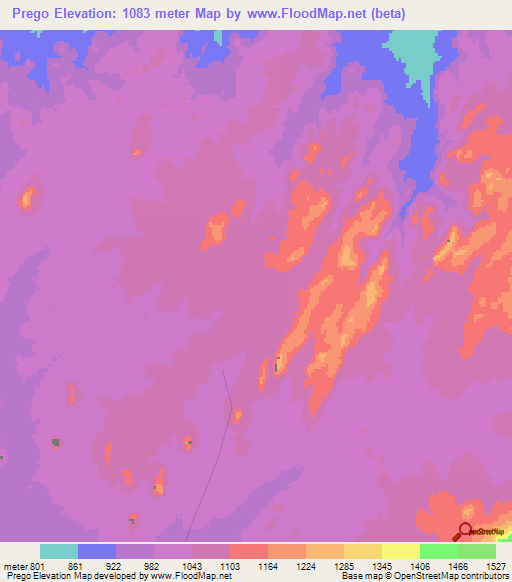Prego,Angola Elevation Map