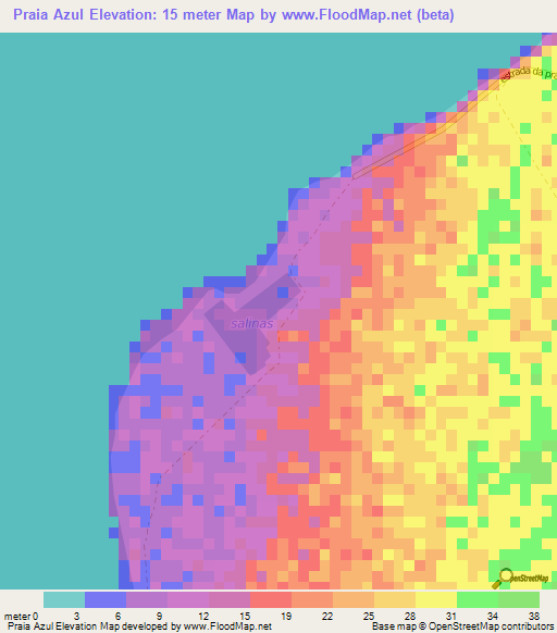 Praia Azul,Angola Elevation Map