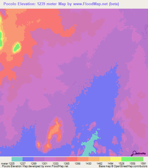 Pocolo,Angola Elevation Map
