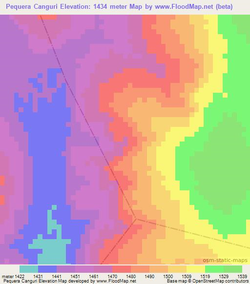 Pequera Canguri,Angola Elevation Map