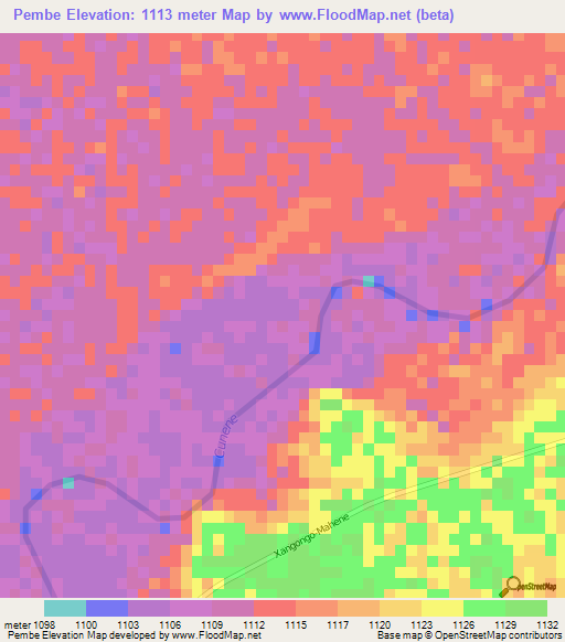 Pembe,Angola Elevation Map