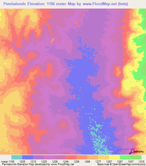 Pembalundo,Angola Elevation Map