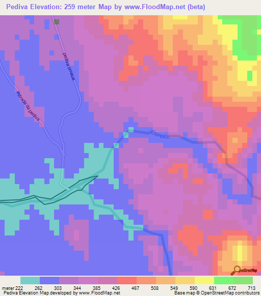 Pediva,Angola Elevation Map