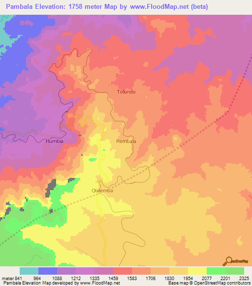 Pambala,Angola Elevation Map