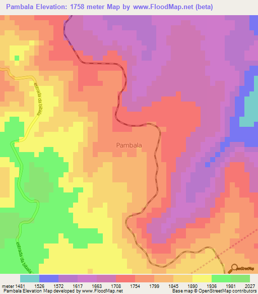 Pambala,Angola Elevation Map