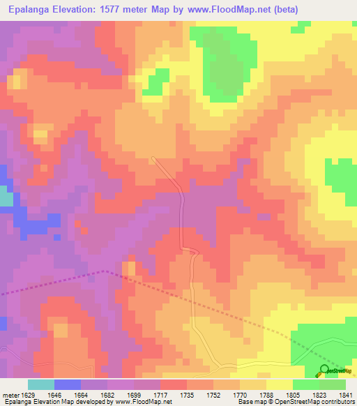 Epalanga,Angola Elevation Map