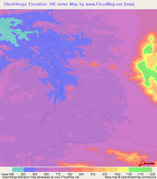 Otechifengo,Angola Elevation Map
