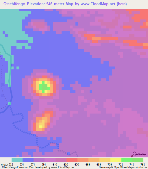 Otechifengo,Angola Elevation Map