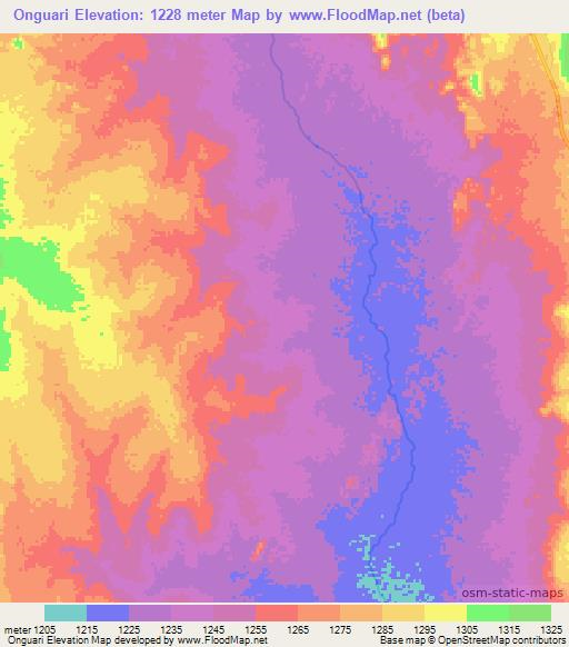 Onguari,Angola Elevation Map