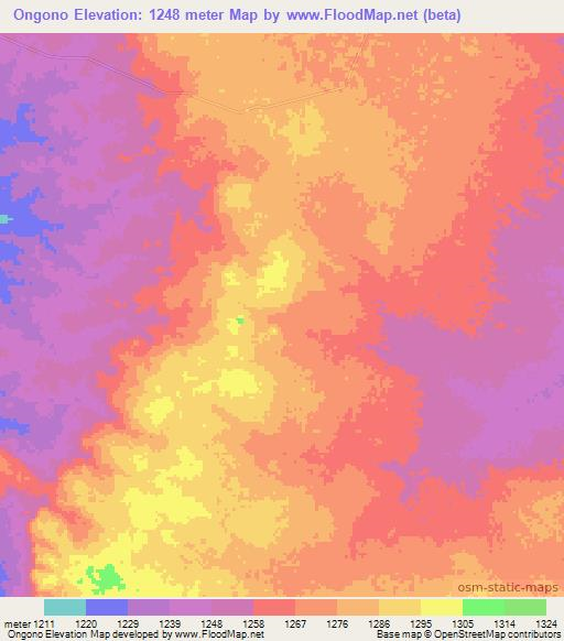 Ongono,Angola Elevation Map