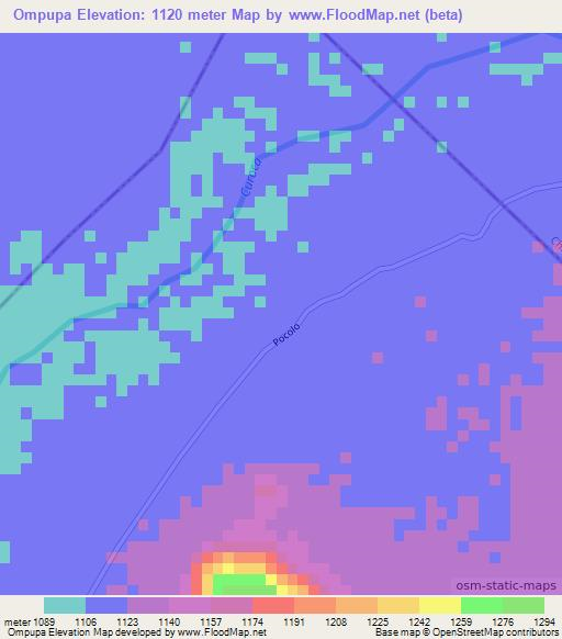 Ompupa,Angola Elevation Map
