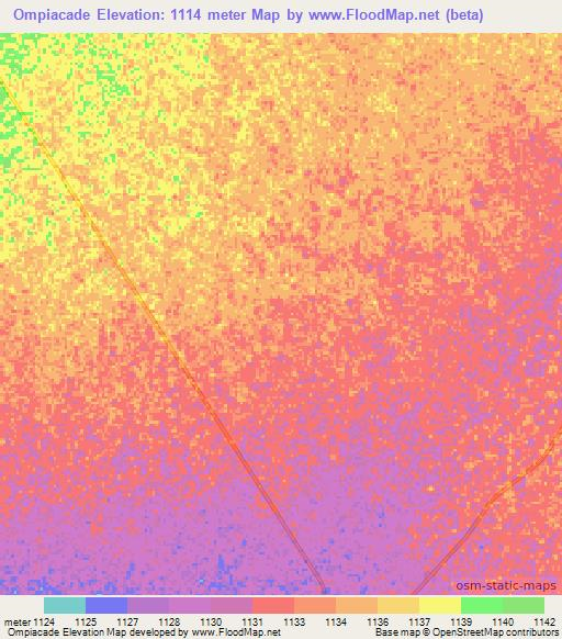 Ompiacade,Angola Elevation Map