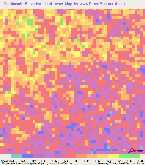 Ompiacade,Angola Elevation Map
