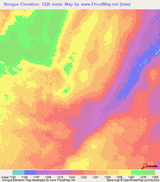 Nongue,Angola Elevation Map
