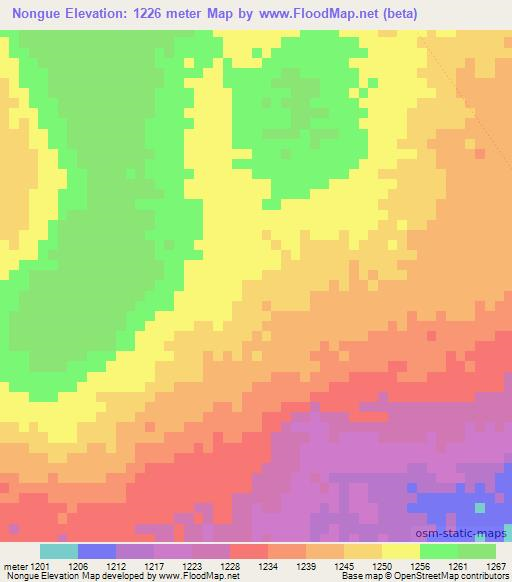 Nongue,Angola Elevation Map