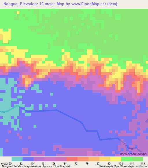 Nonguai,Angola Elevation Map