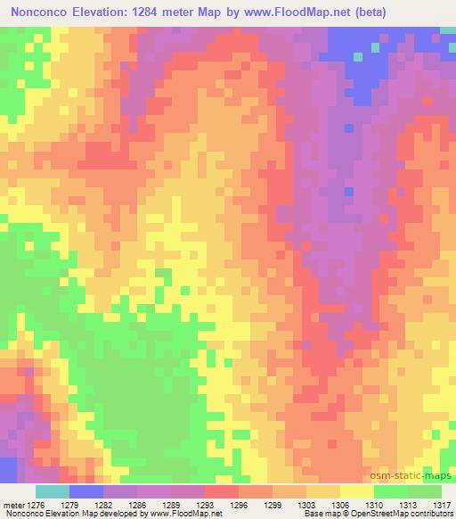 Nonconco,Angola Elevation Map