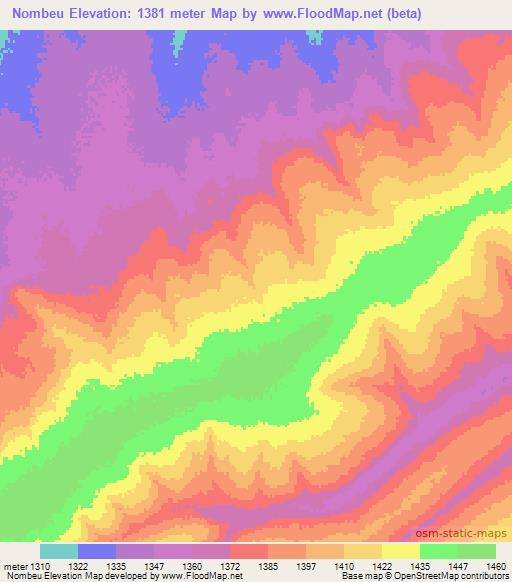 Nombeu,Angola Elevation Map