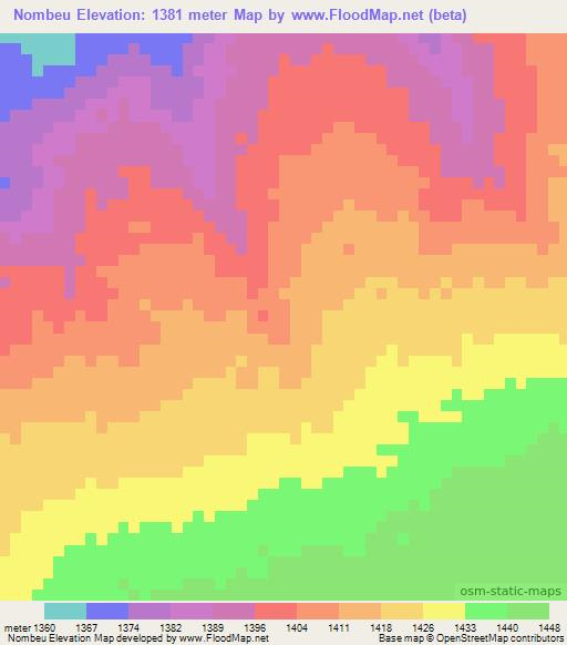 Nombeu,Angola Elevation Map
