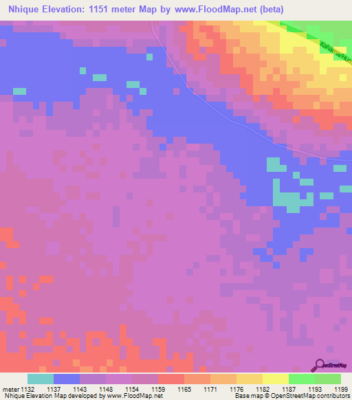 Nhique,Angola Elevation Map