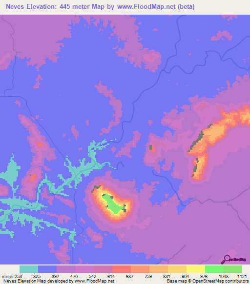 Neves,Angola Elevation Map