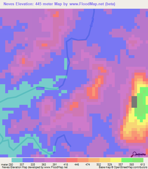 Neves,Angola Elevation Map
