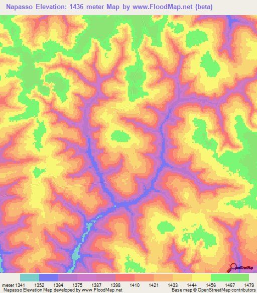 Napasso,Angola Elevation Map