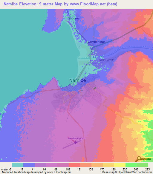 Namibe,Angola Elevation Map