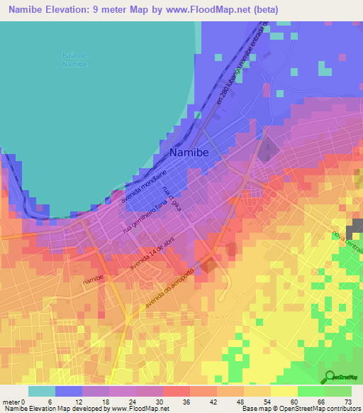 Namibe,Angola Elevation Map