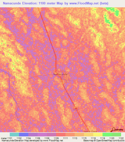 Namacunde,Angola Elevation Map