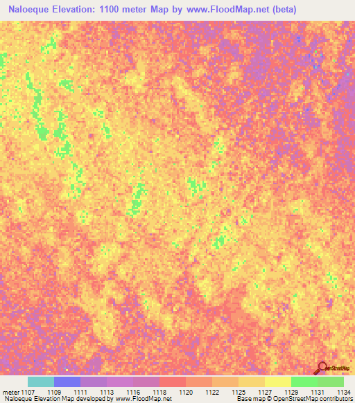 Naloeque,Angola Elevation Map