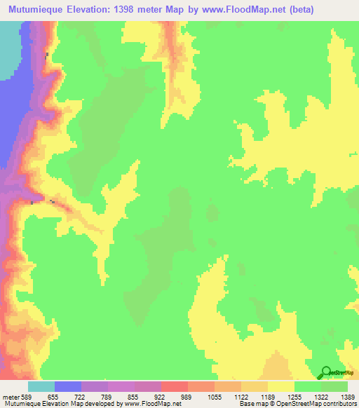Mutumieque,Angola Elevation Map