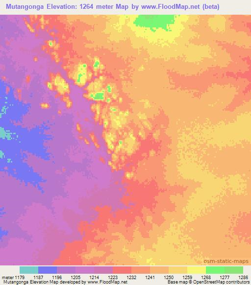 Mutangonga,Angola Elevation Map