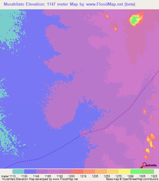 Murahilato,Angola Elevation Map