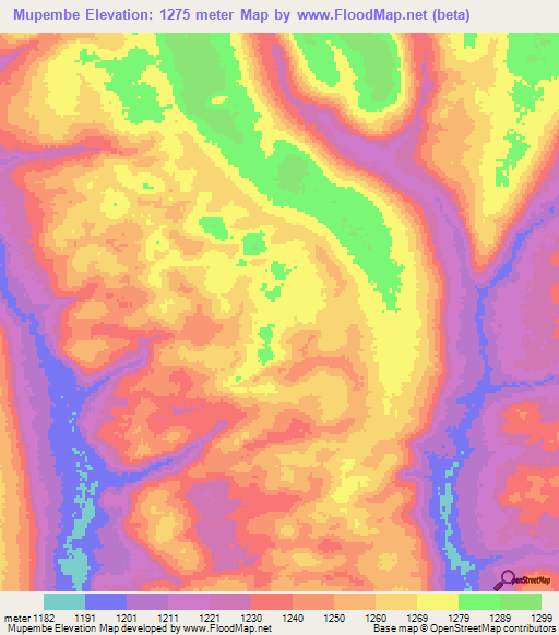 Mupembe,Angola Elevation Map