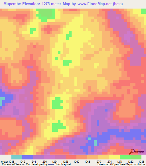Mupembe,Angola Elevation Map