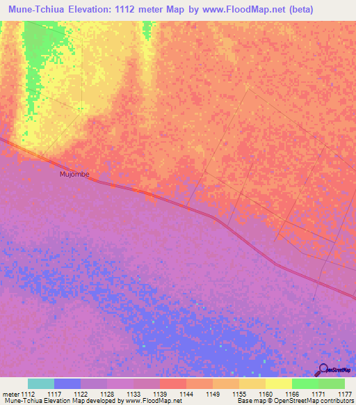 Mune-Tchiua,Angola Elevation Map