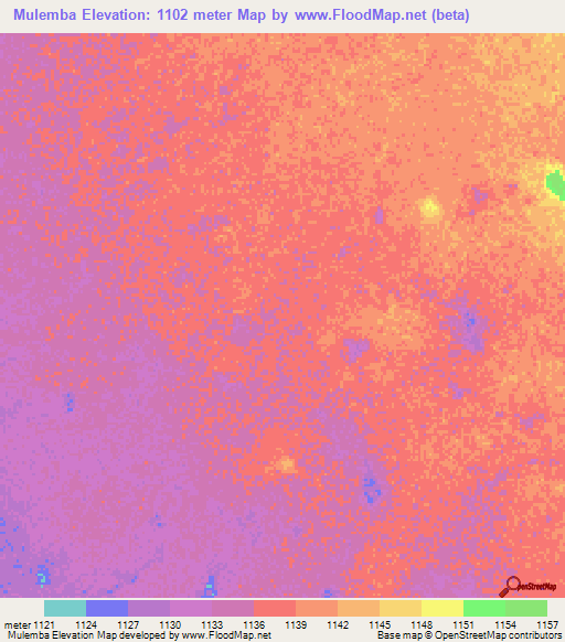 Mulemba,Angola Elevation Map