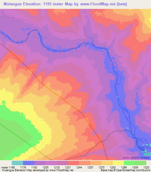 Mulangue,Angola Elevation Map