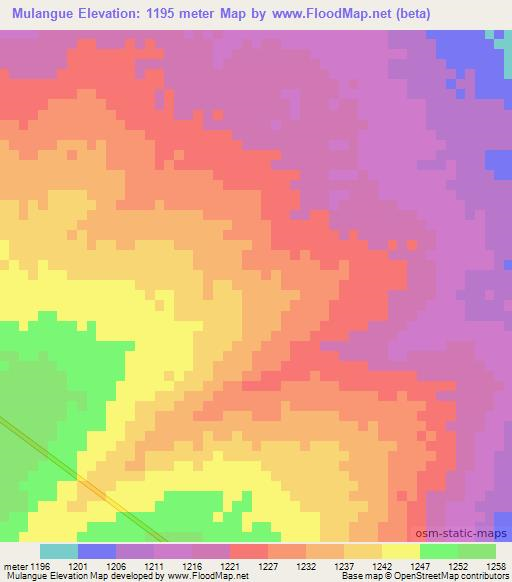 Mulangue,Angola Elevation Map
