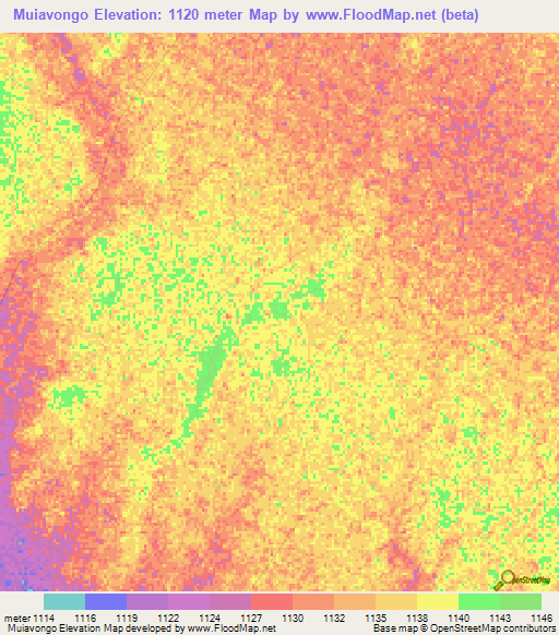 Muiavongo,Angola Elevation Map