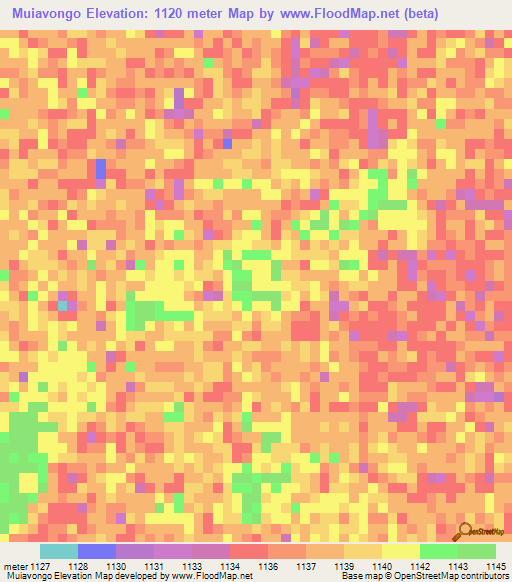 Muiavongo,Angola Elevation Map