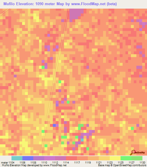 Mufilo,Angola Elevation Map