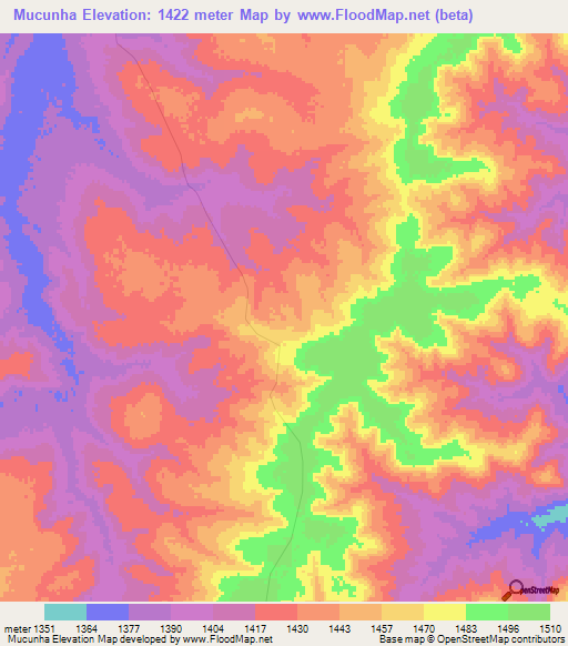 Mucunha,Angola Elevation Map