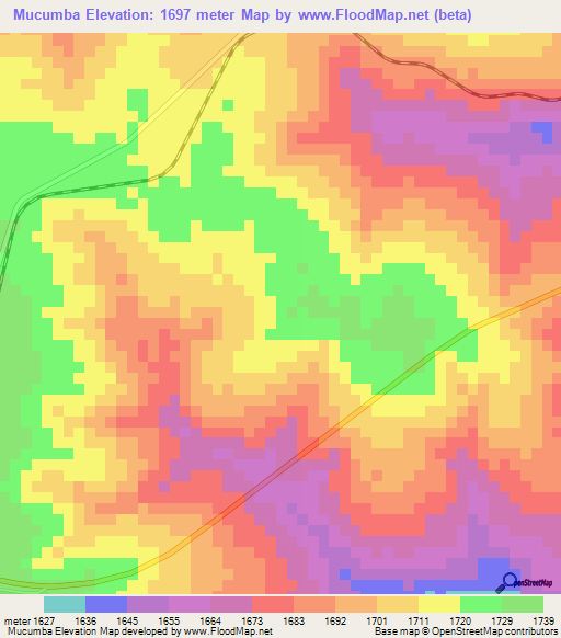 Mucumba,Angola Elevation Map