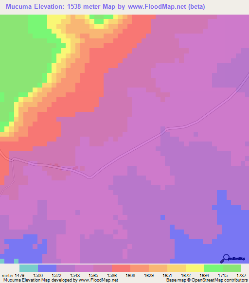 Mucuma,Angola Elevation Map