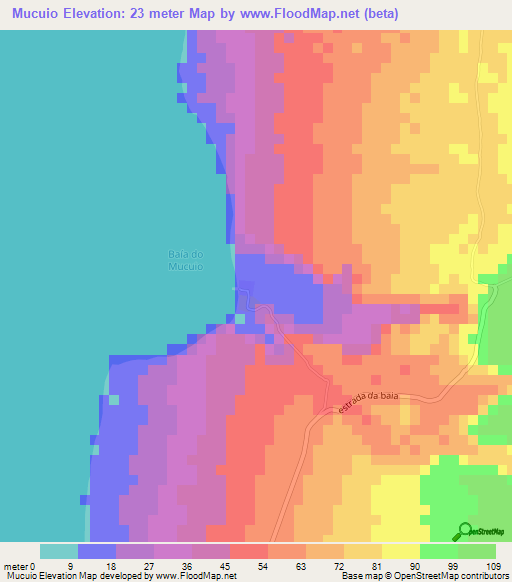 Mucuio,Angola Elevation Map