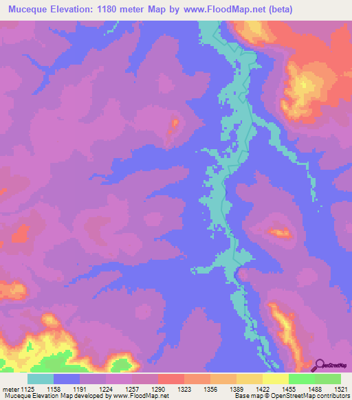 Muceque,Angola Elevation Map