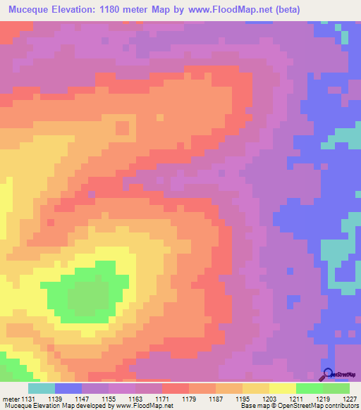 Muceque,Angola Elevation Map